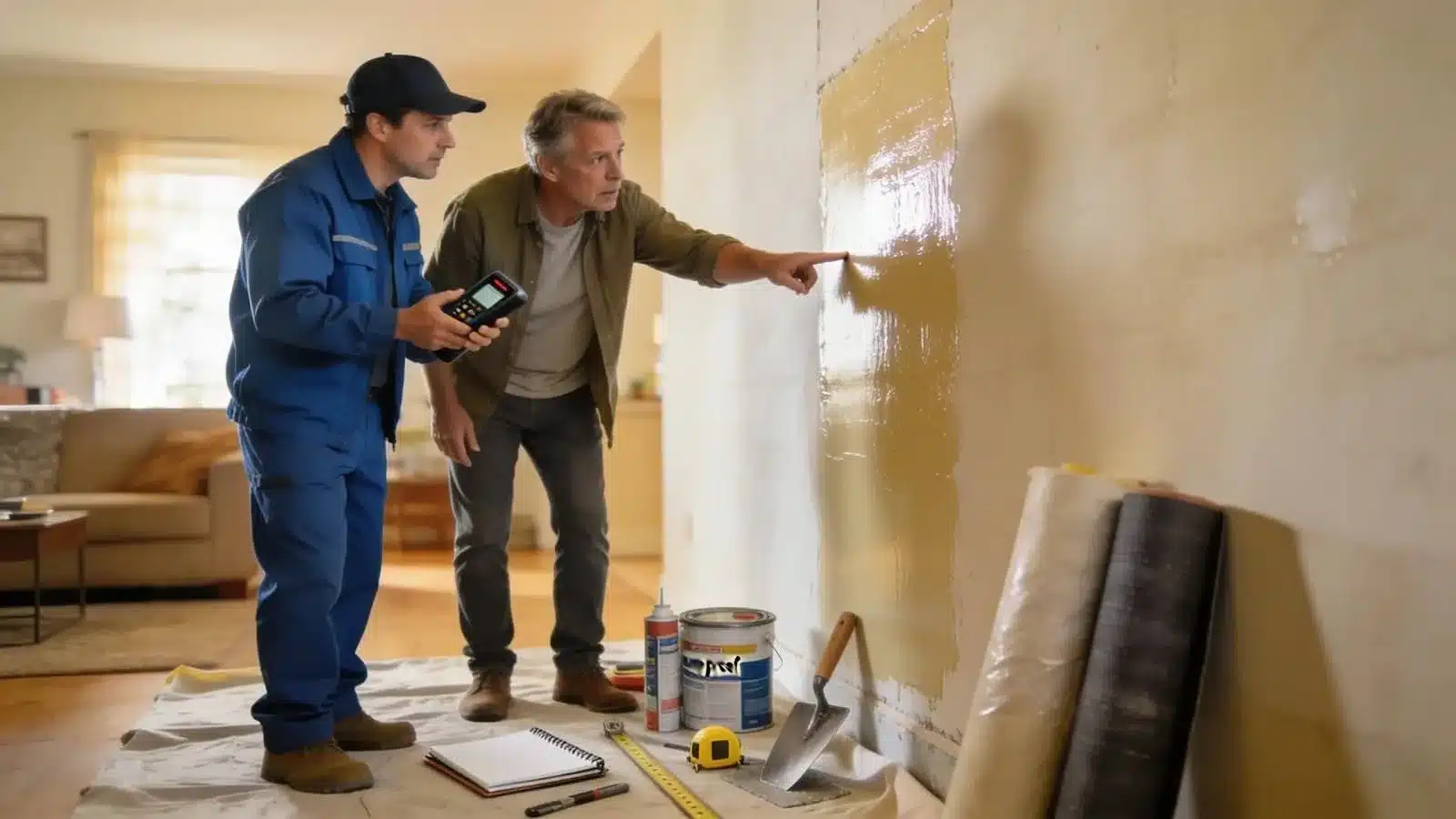 Homeowner and technician discussing damp proofing installation to ensure effective moisture control